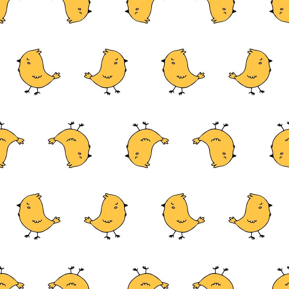 Seamless repeat of yellow chicken vectors for your design