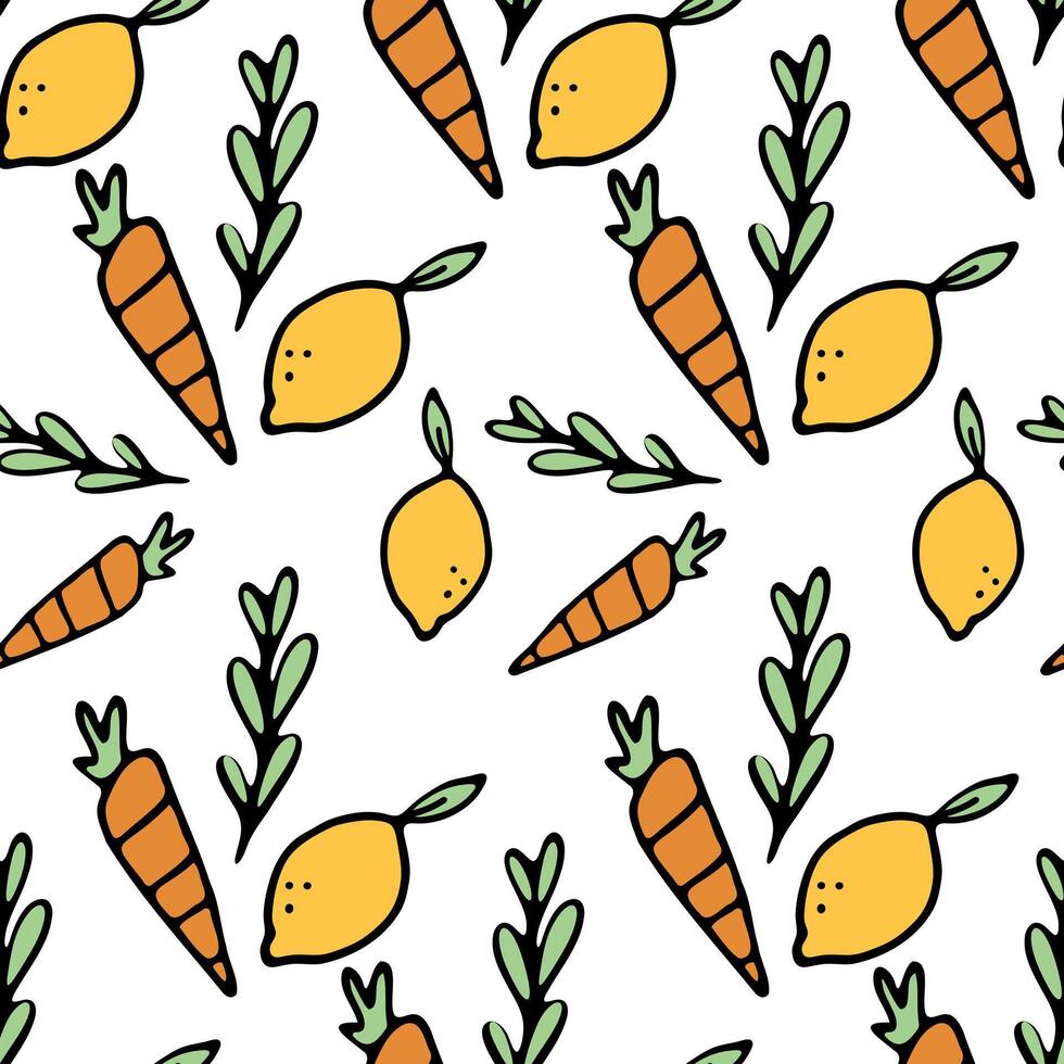 Lemons and carrots texture, wallpaper, fabric, or wrapping paper vector