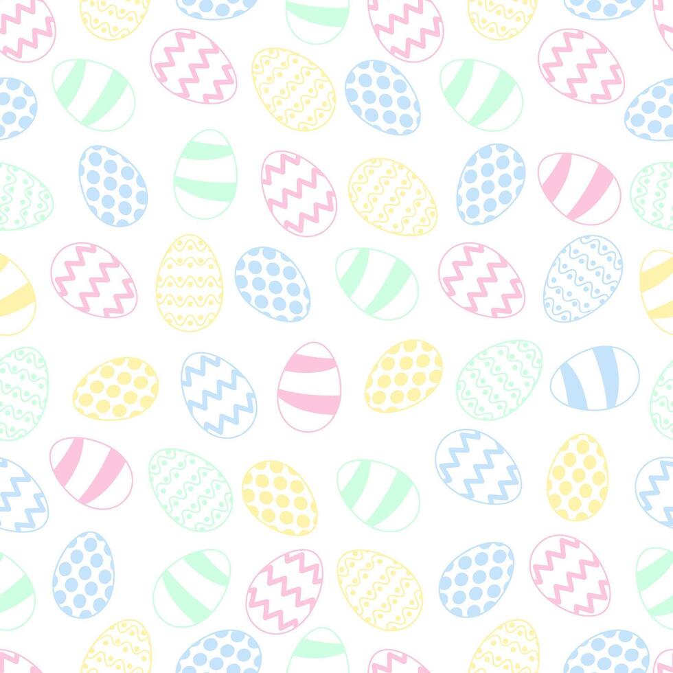 Seamless pattern with Easter simple eggs in flat doodle style isolated on white background vector