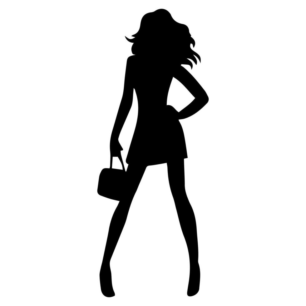 mujer modelo silueta en pie diferente posando en un blanco antecedentes vector