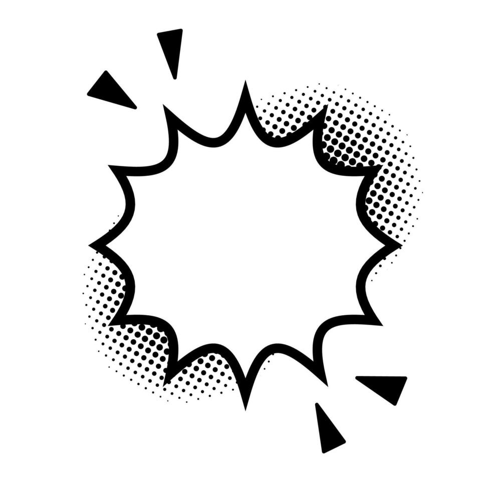 Pop art speech bubble bursts in black and white dots. vector