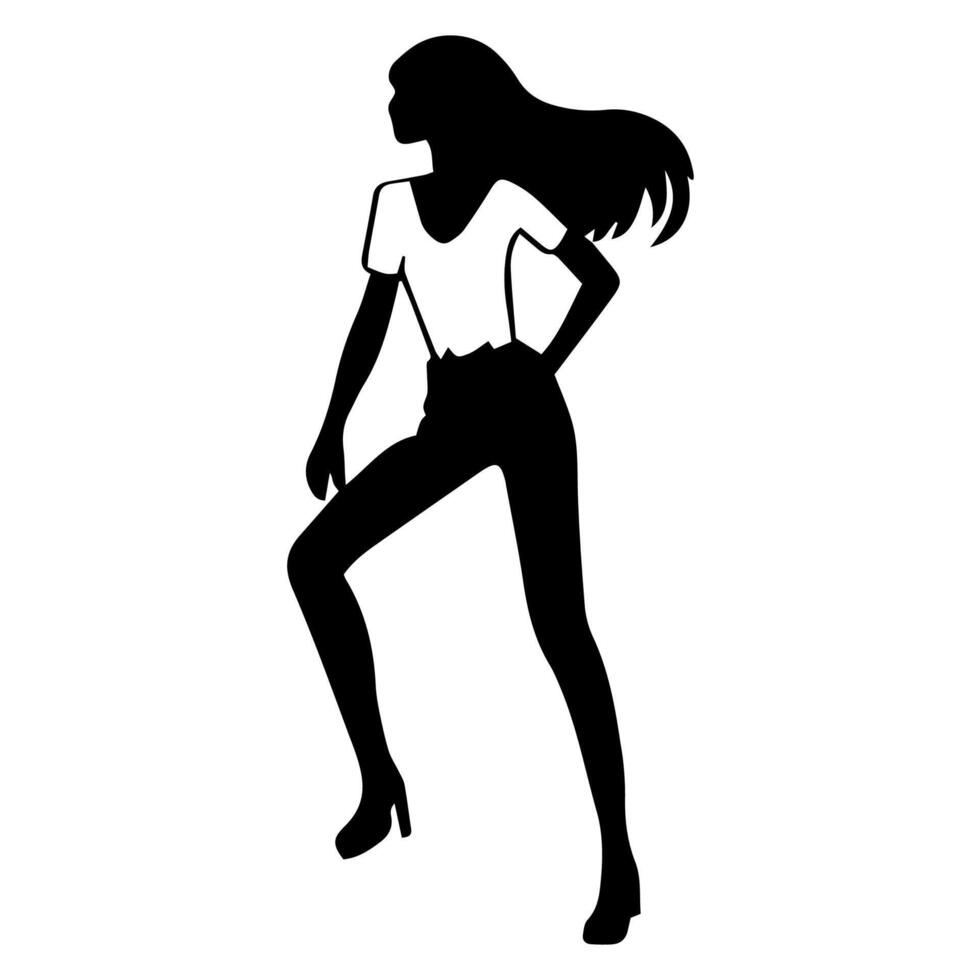 women model silhouette standing different posing on a white background vector