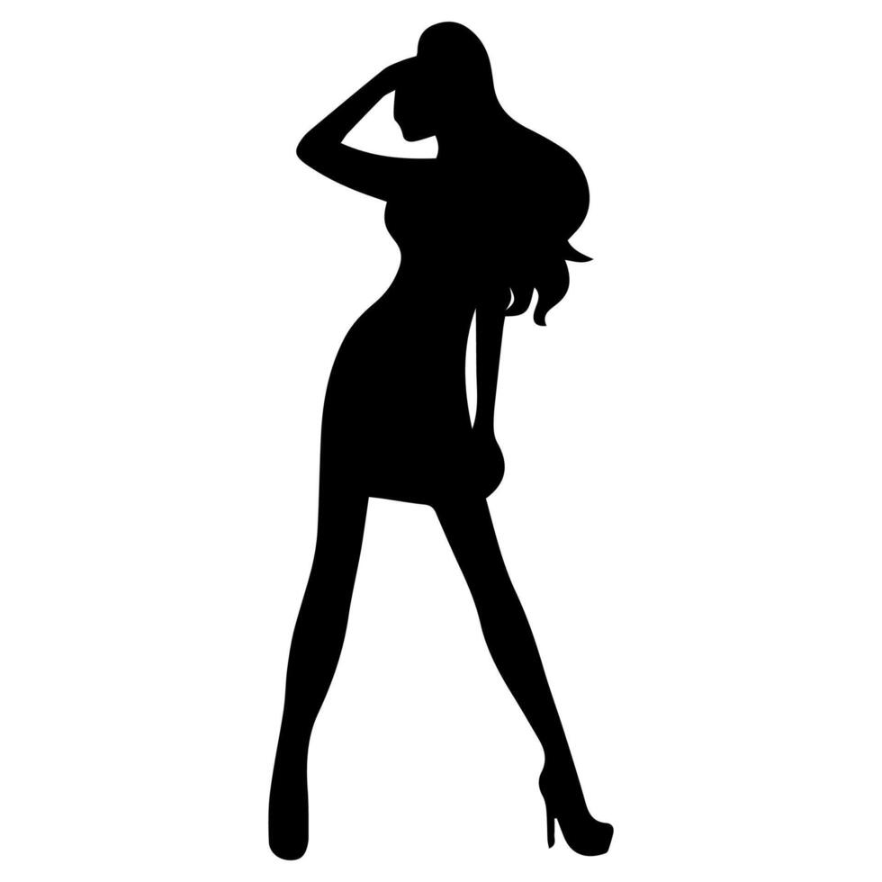 women model silhouette standing different posing on a white background vector