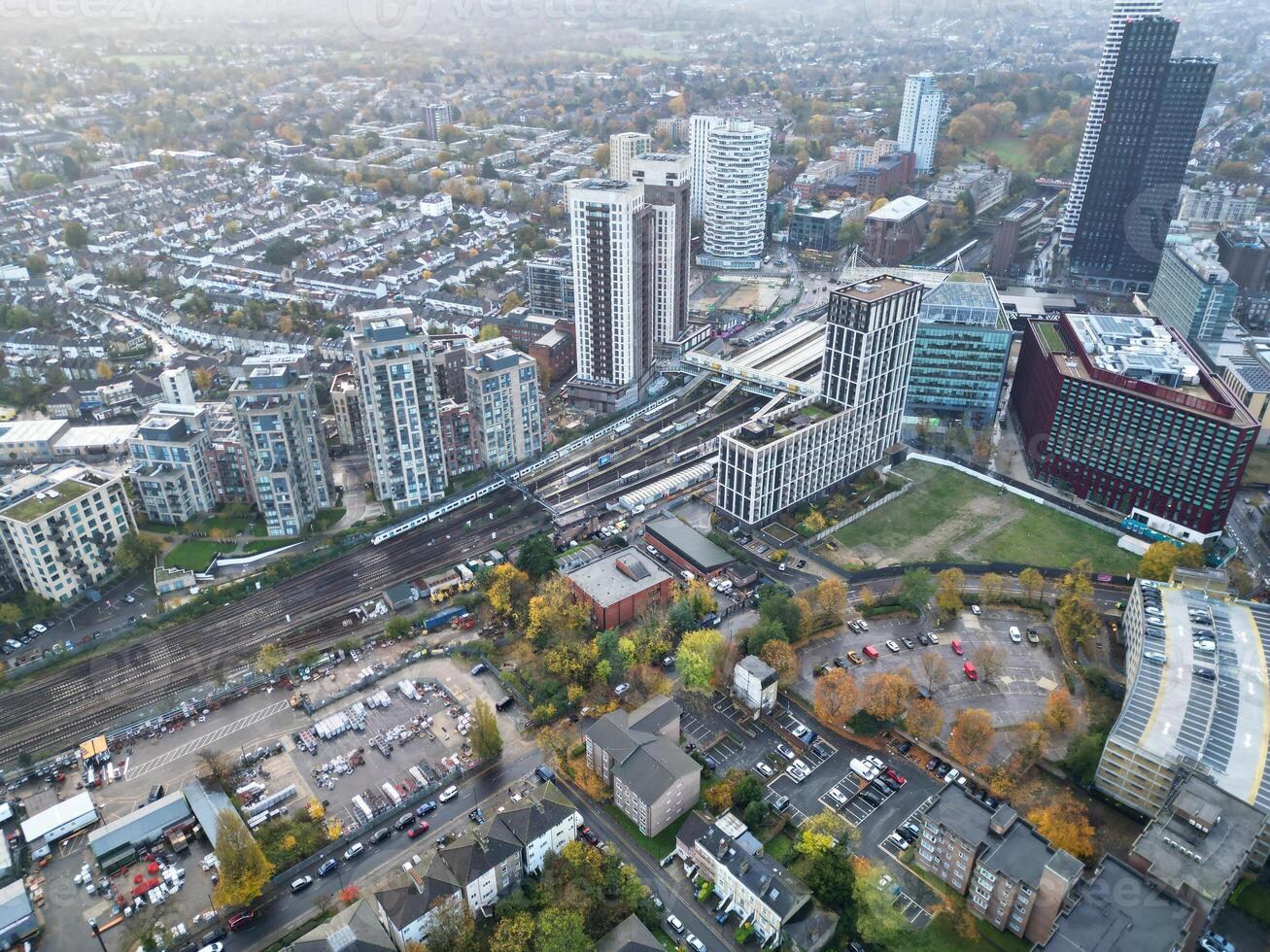 Aerial View of West Croydon London City of England Great Britain. November 20th, 2023 photo