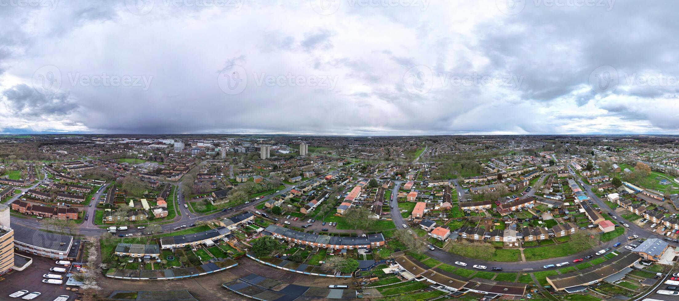 High Angle Panoramic View of Stevenage City of England Great Britain. Feb 23rd, 2023 photo