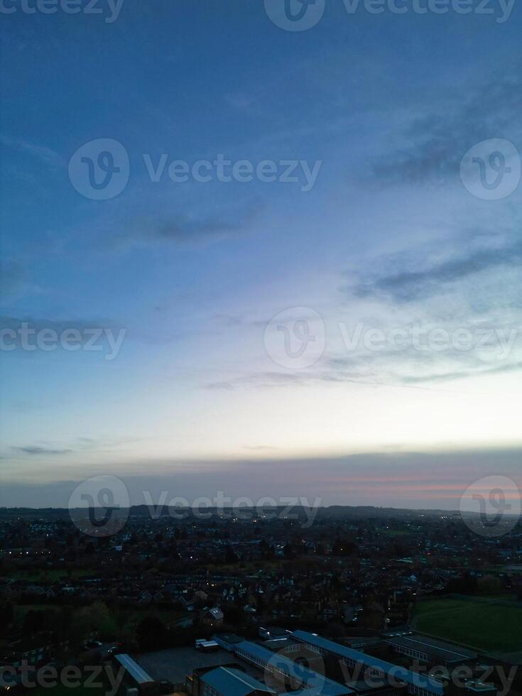 High Angle view of Barnfield College Road at East Luton City of England during Sunset. Luton, England UK. Feb 19th, 2024 photo