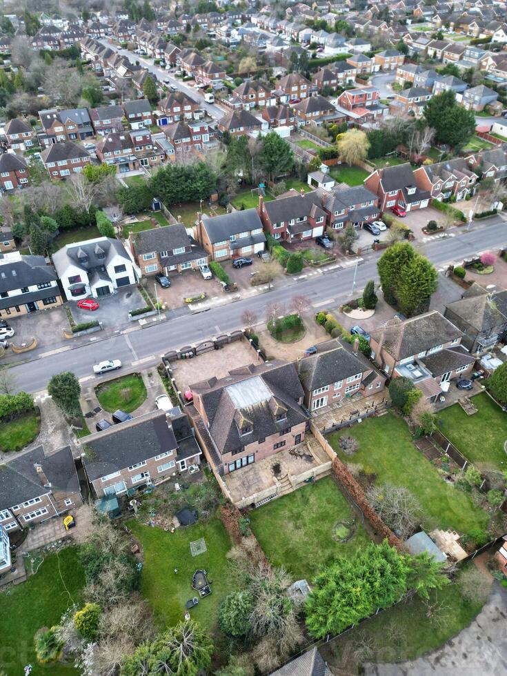 High Angle view of Barnfield College Road at East Luton City of England during Sunset. Luton, England UK. Feb 19th, 2024 photo