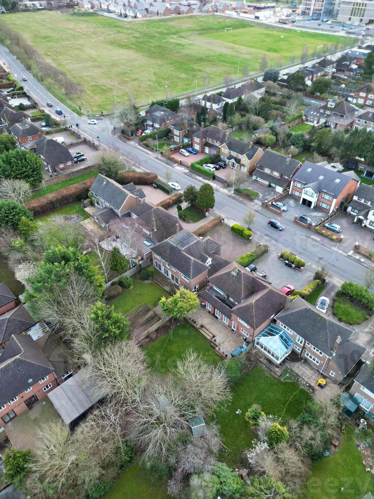 High Angle view of Barnfield College Road at East Luton City of England during Sunset. Luton, England UK. Feb 19th, 2024 photo