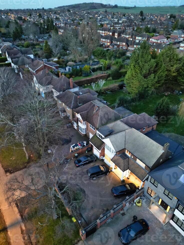 High Angle view of Barnfield College Road at East Luton City of England during Sunset. Luton, England UK. Feb 19th, 2024 photo