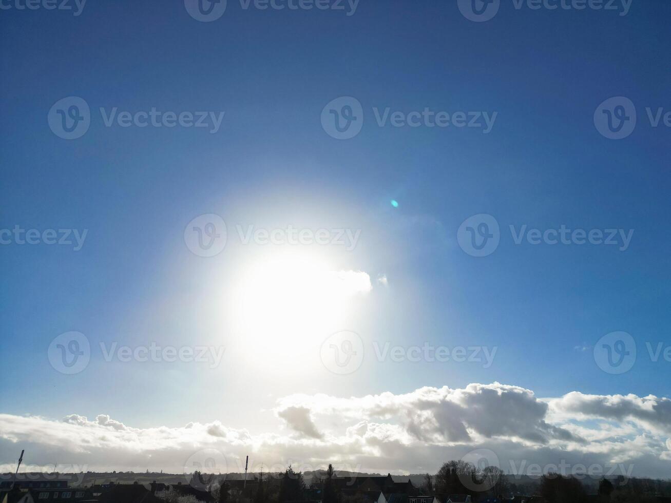 High Angle View of Winter Sky and Clouds over City of England UK photo