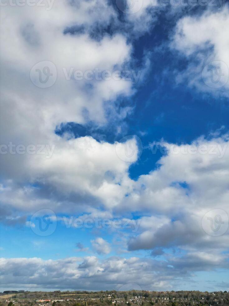 High Angle View of Winter Sky and Clouds over City of England UK photo