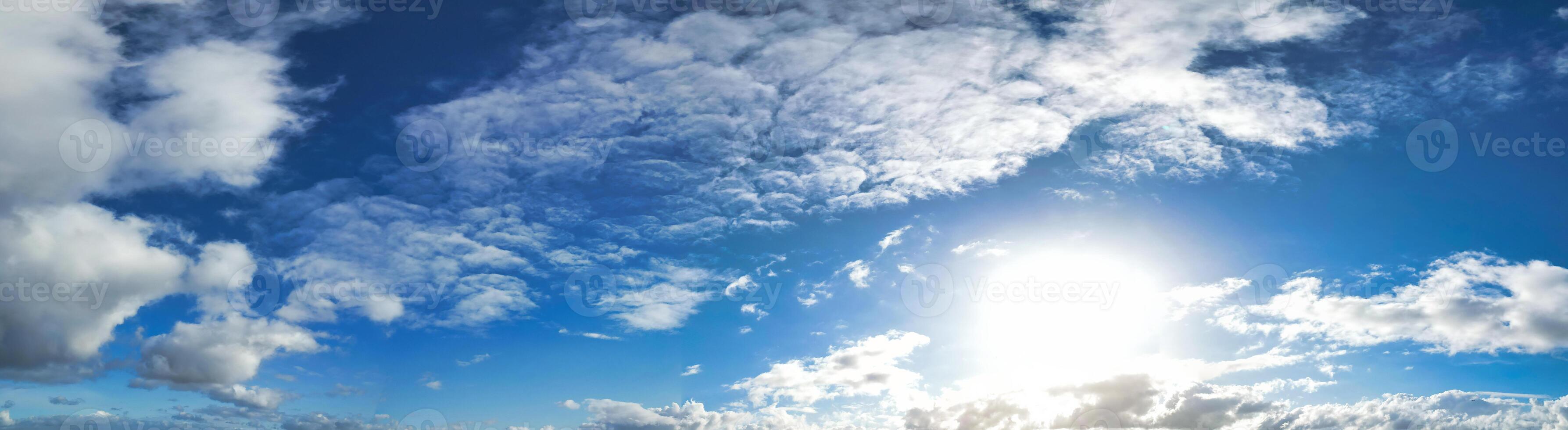 High Angle Panoramic View of Winter Sky and Clouds over City of England UK photo