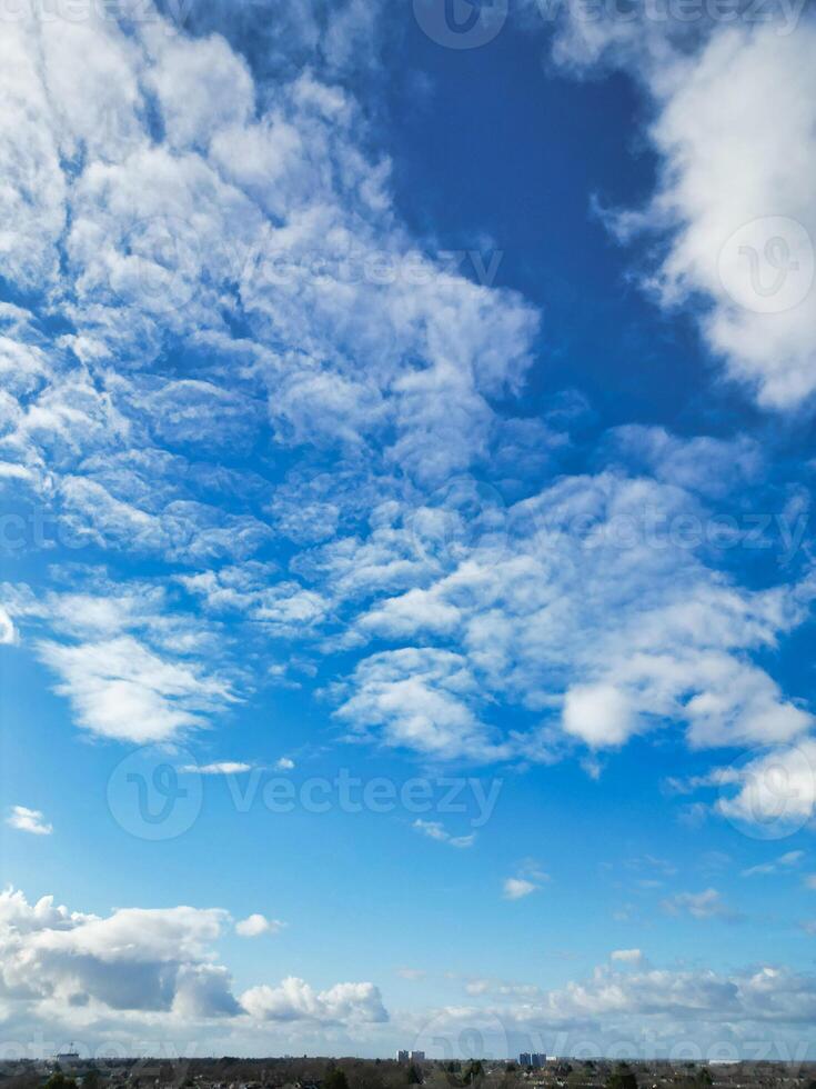 High Angle View of Winter Sky and Clouds over City of England UK photo