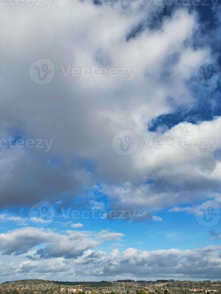 High Angle View of Winter Sky and Clouds over City of England UK photo