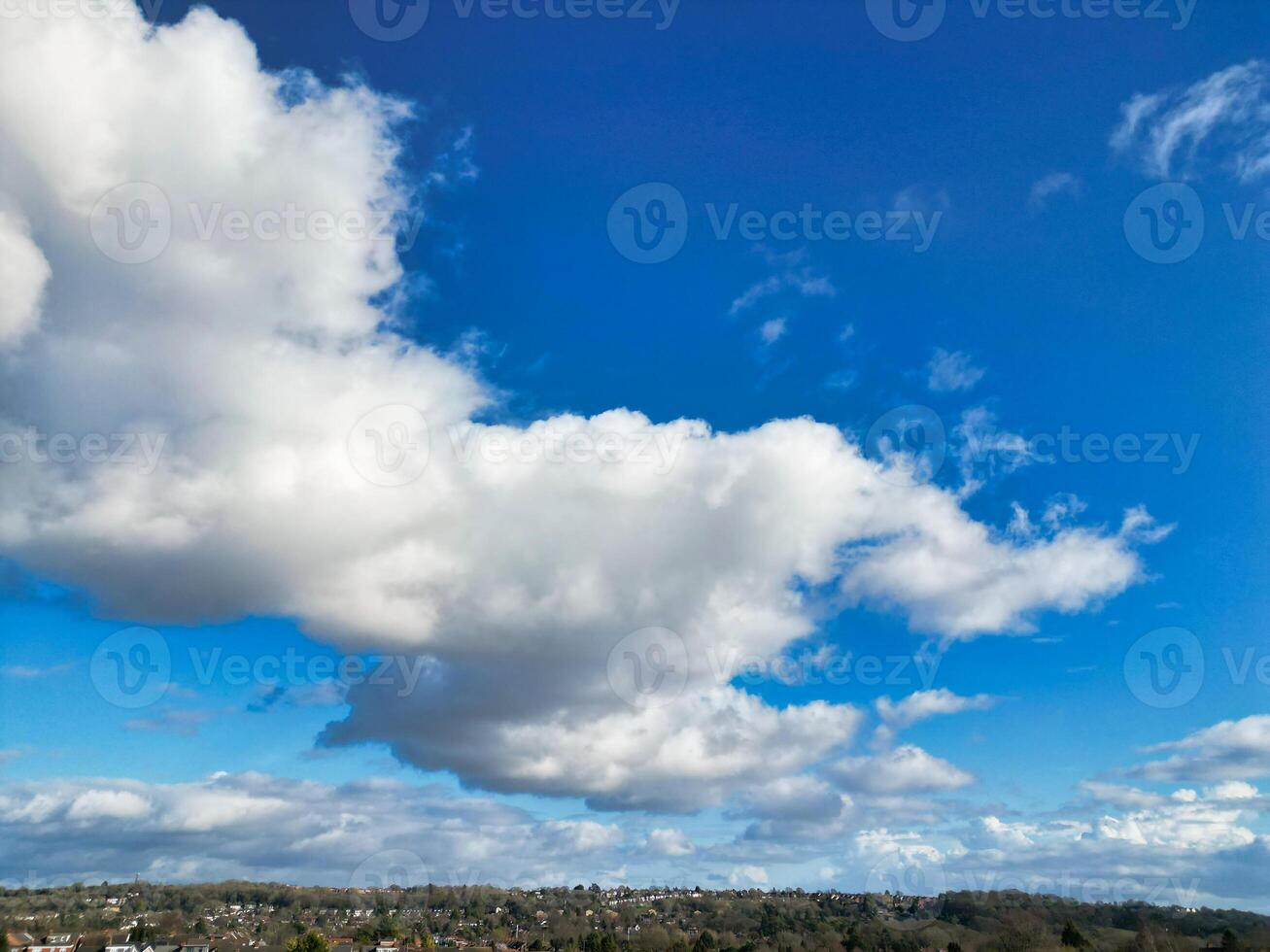 High Angle View of Winter Sky and Clouds over City of England UK photo