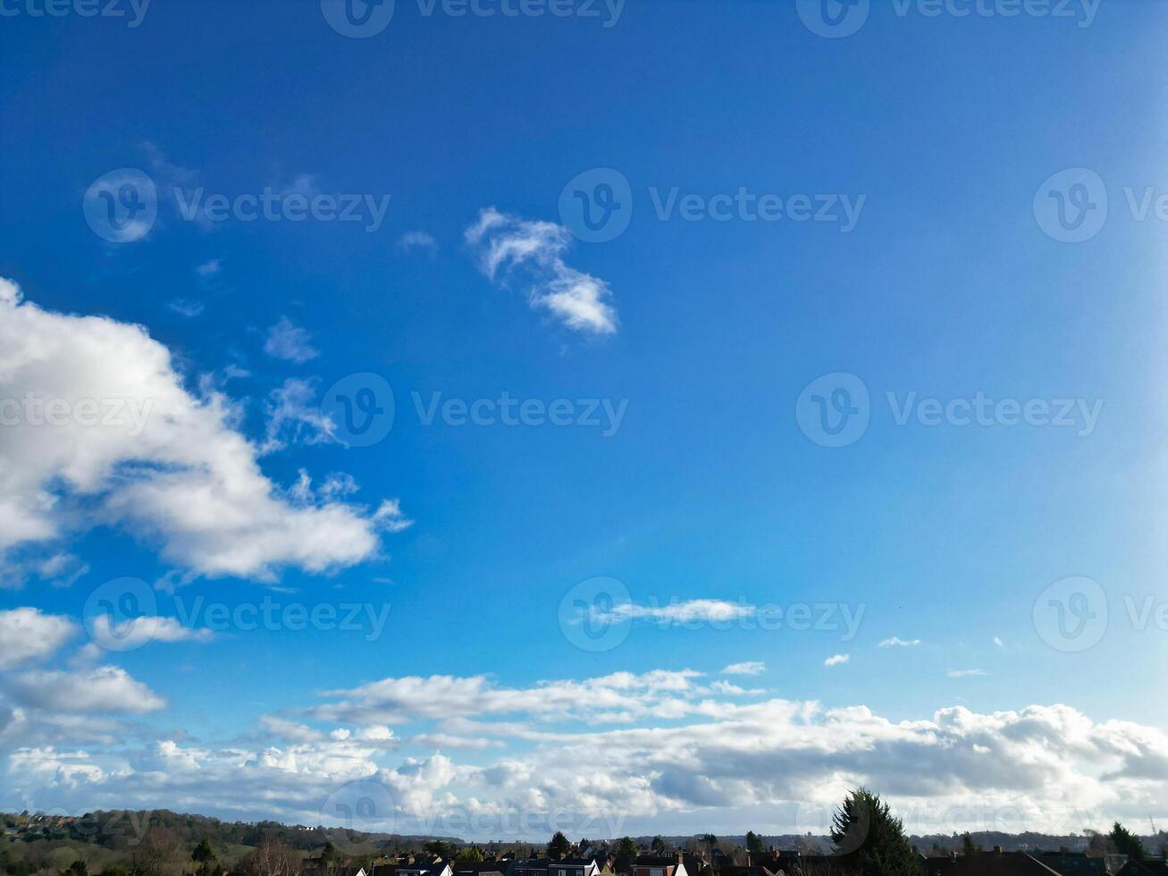High Angle View of Winter Sky and Clouds over City of England UK photo
