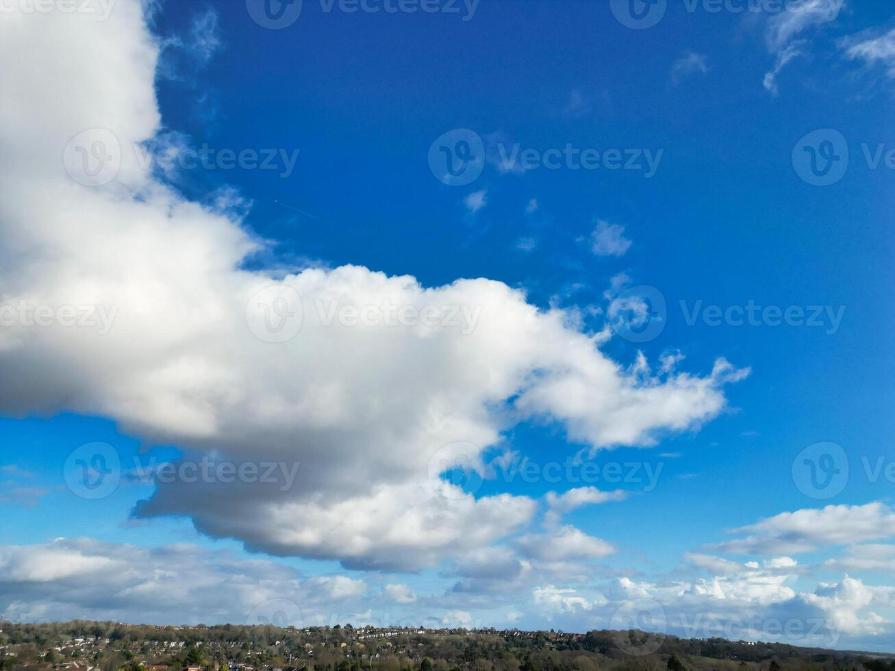 High Angle View of Winter Sky and Clouds over City of England UK photo