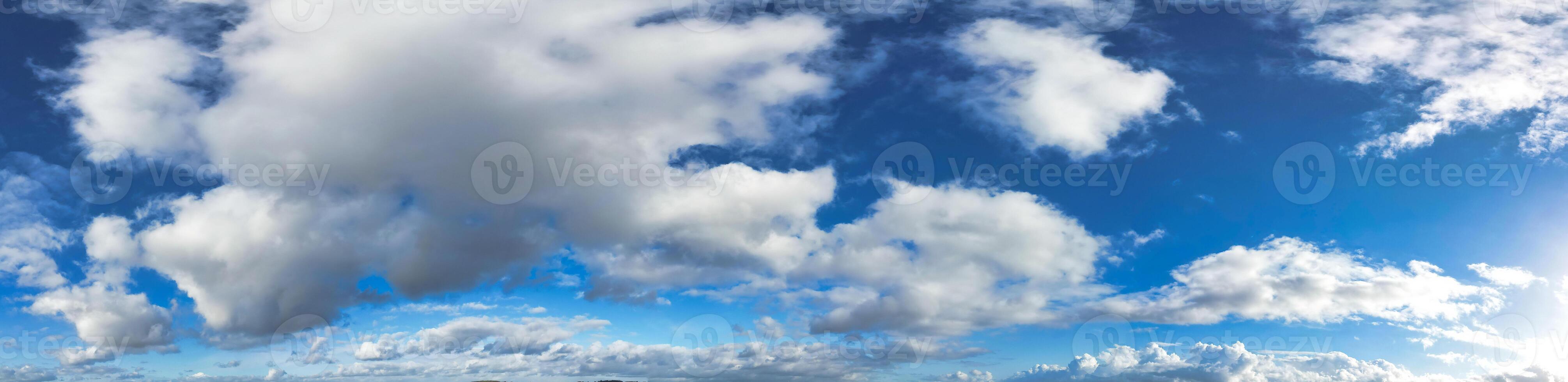 High Angle Panoramic View of Winter Sky and Clouds over City of England UK photo