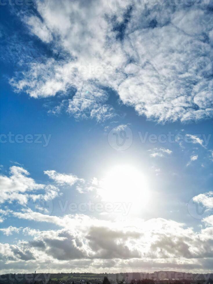 High Angle View of Winter Sky and Clouds over City of England UK photo