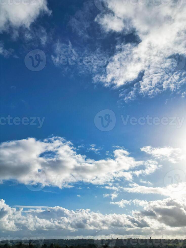 High Angle View of Winter Sky and Clouds over City of England UK photo