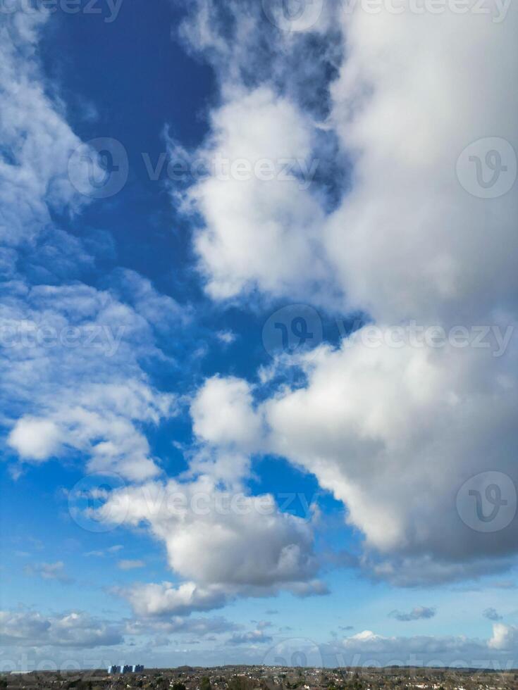 High Angle View of Winter Sky and Clouds over City of England UK photo