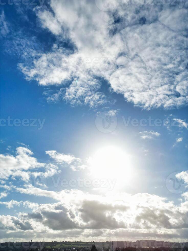 High Angle View of Winter Sky and Clouds over City of England UK photo