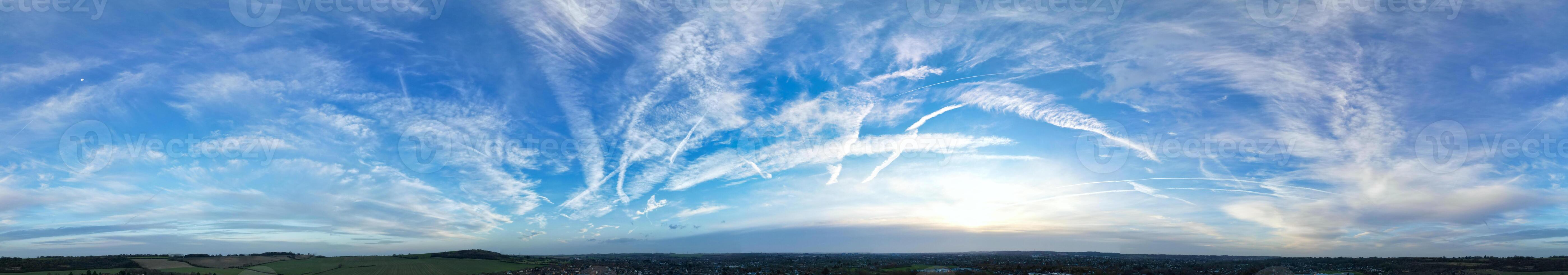 High Angle View of Winter Sky and Clouds over City of England UK photo