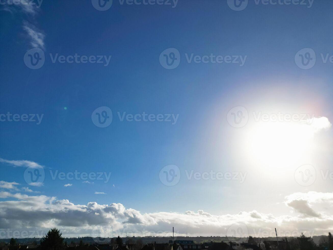 High Angle View of Winter Sky and Clouds over City of England UK photo