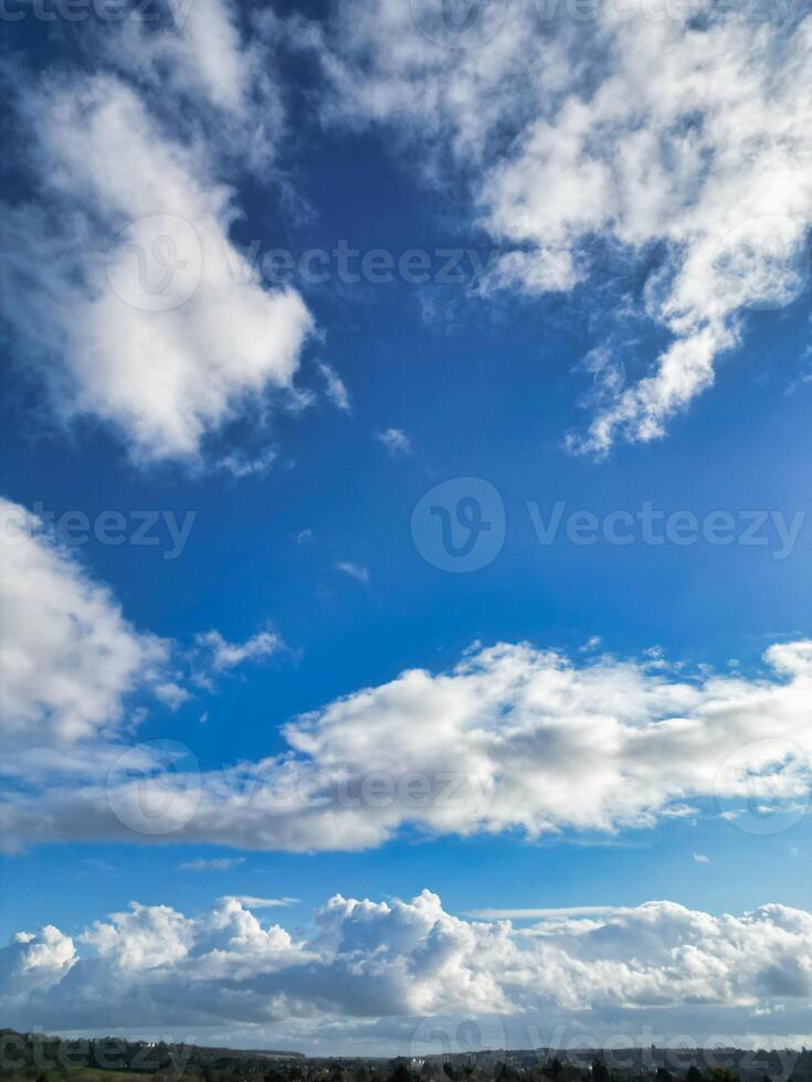 High Angle View of Winter Sky and Clouds over City of England UK photo