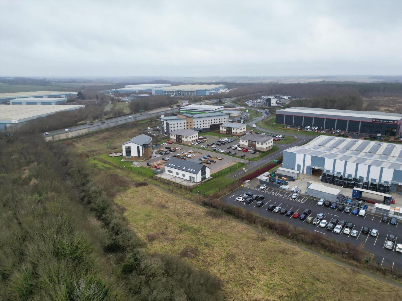 High Angle View of Corby City of Northamptonshire England United Kingdom. November 1st, 2023 photo