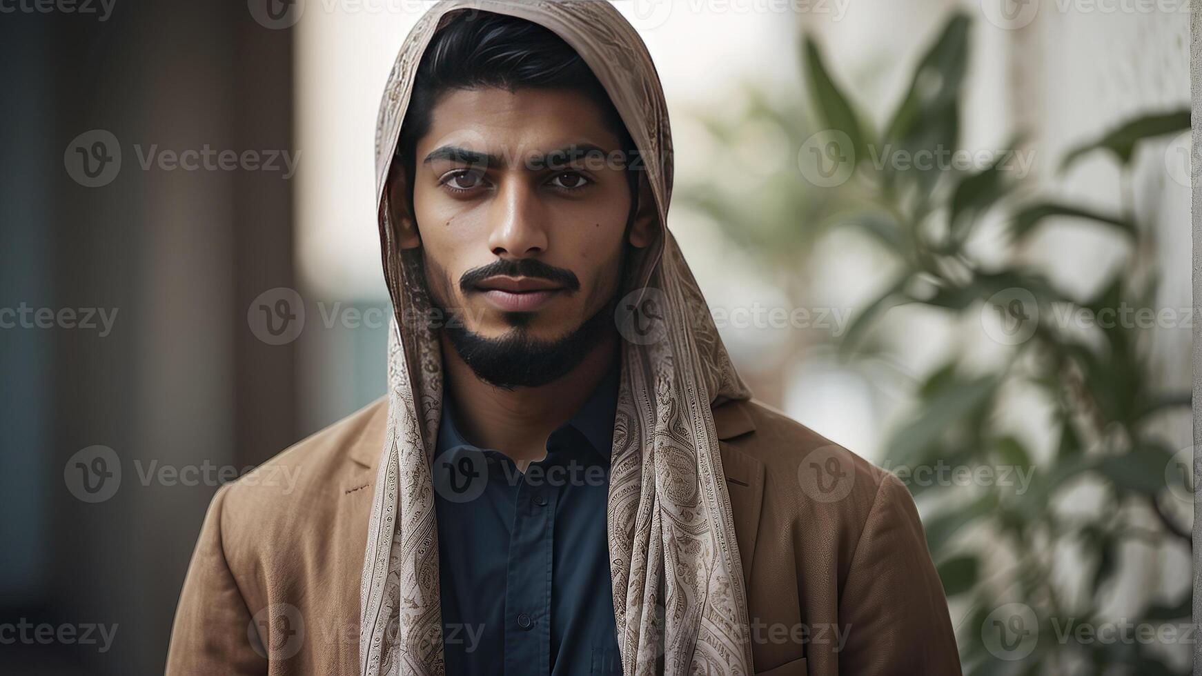 AI generated portrait of a pretty young muslim man, portrait of a man, pretty muslim man photo