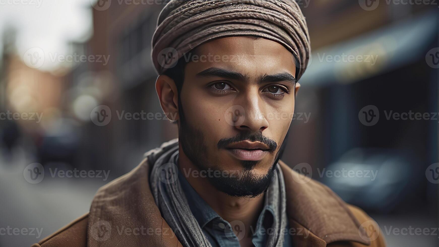 ai generado retrato de un bonito joven musulmán hombre, retrato de un hombre, bonito musulmán hombre foto