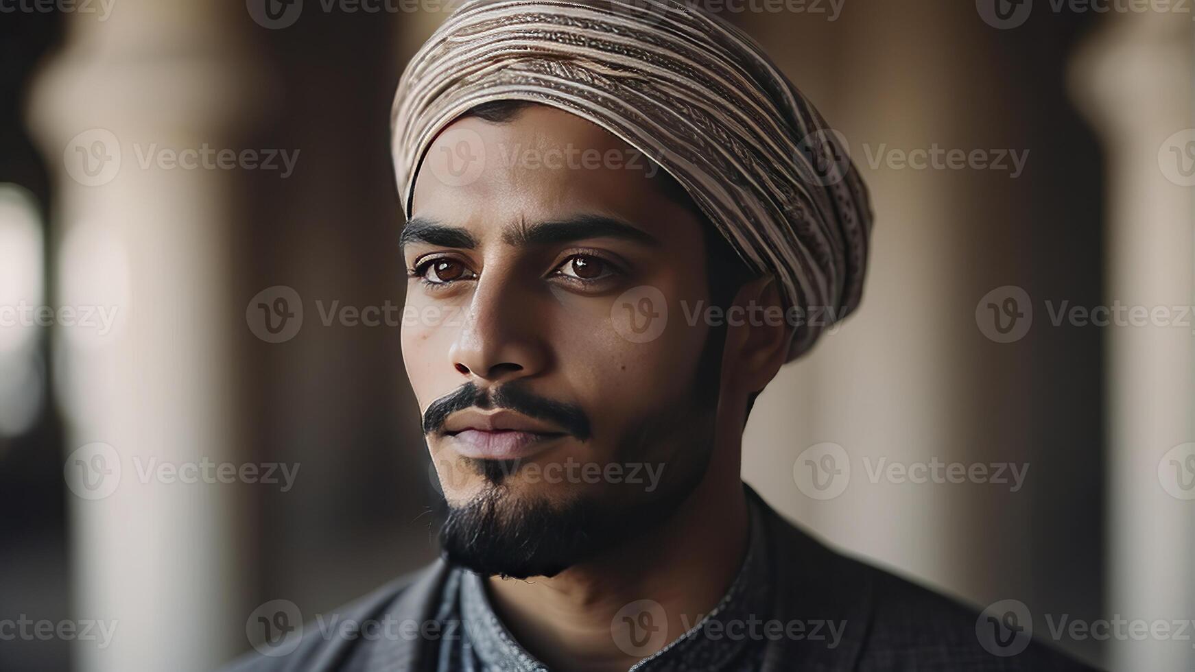 AI generated portrait of a pretty young muslim man, portrait of a man, pretty muslim man photo