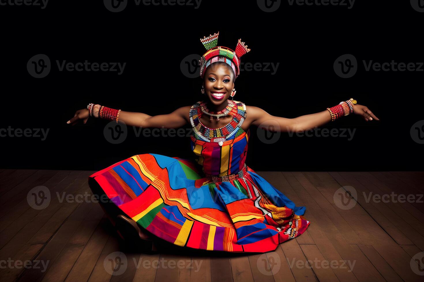 AI generated Beautiful African woman in ethnic dress. Neural network AI generated photo