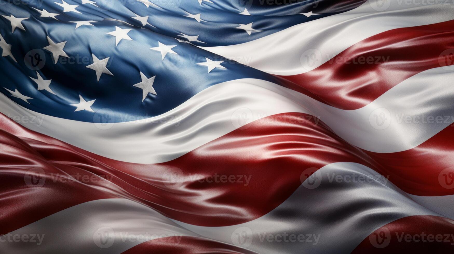 AI generated American flag waving in the wind. Neural network AI generated photo