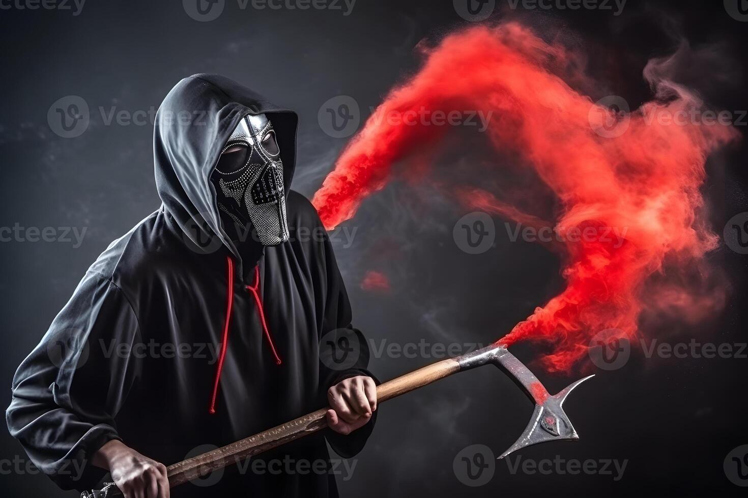 Grim Reaper extending arm towards camera against dark background with space  to add text. 27100533 Stock Photo at Vecteezy