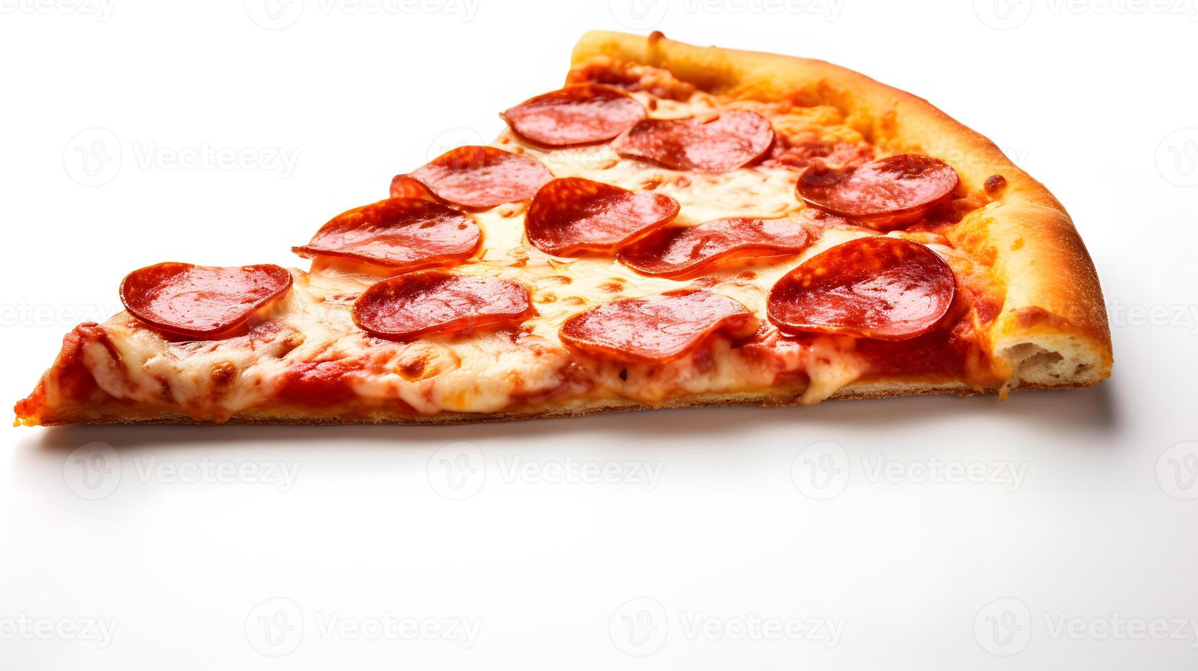 AI generated Cut off slice pizza isolated on white background. Neural network AI generated photo