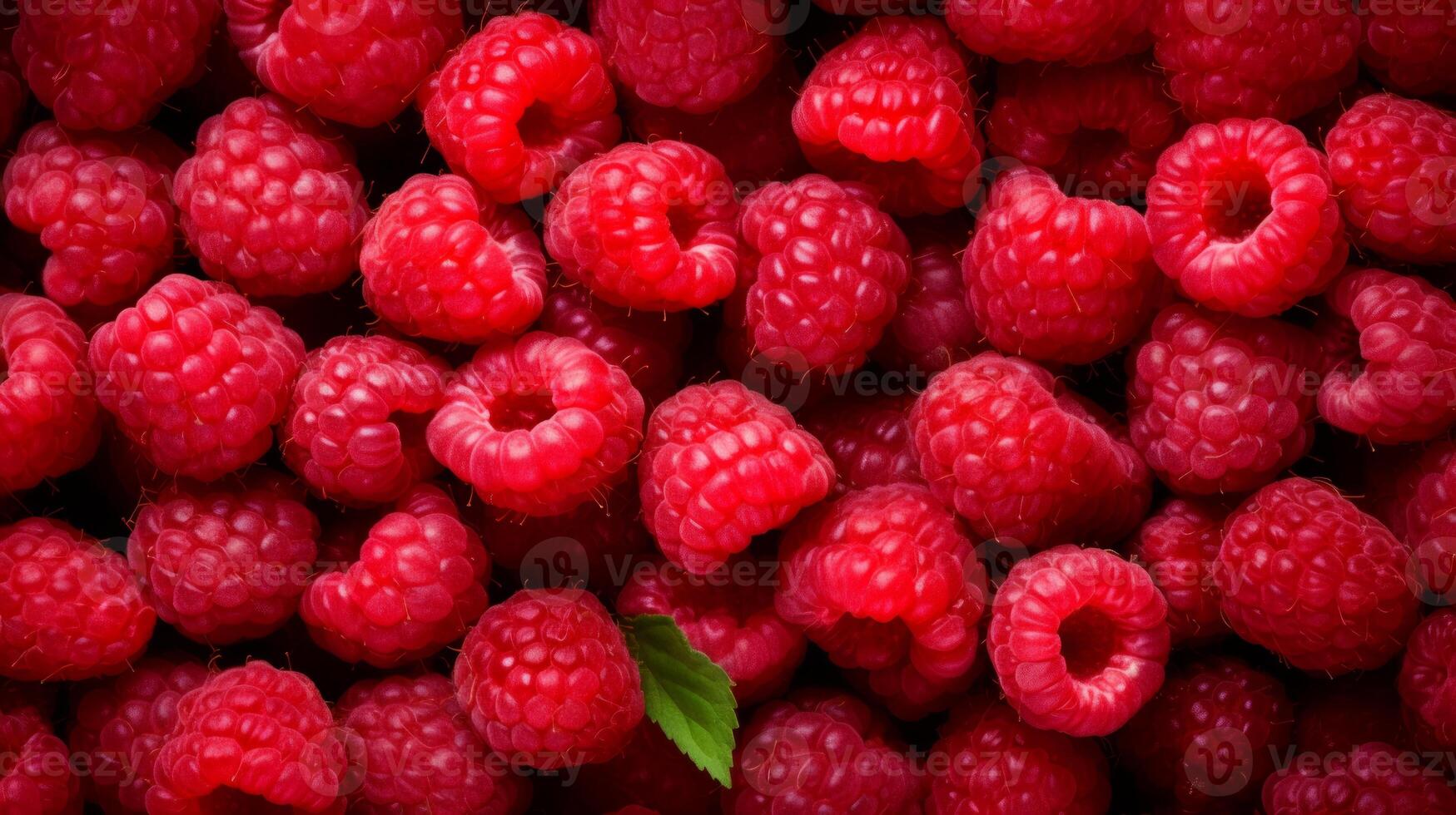 AI generated Lot ripe red raspberries as background. Neural network AI generated photo