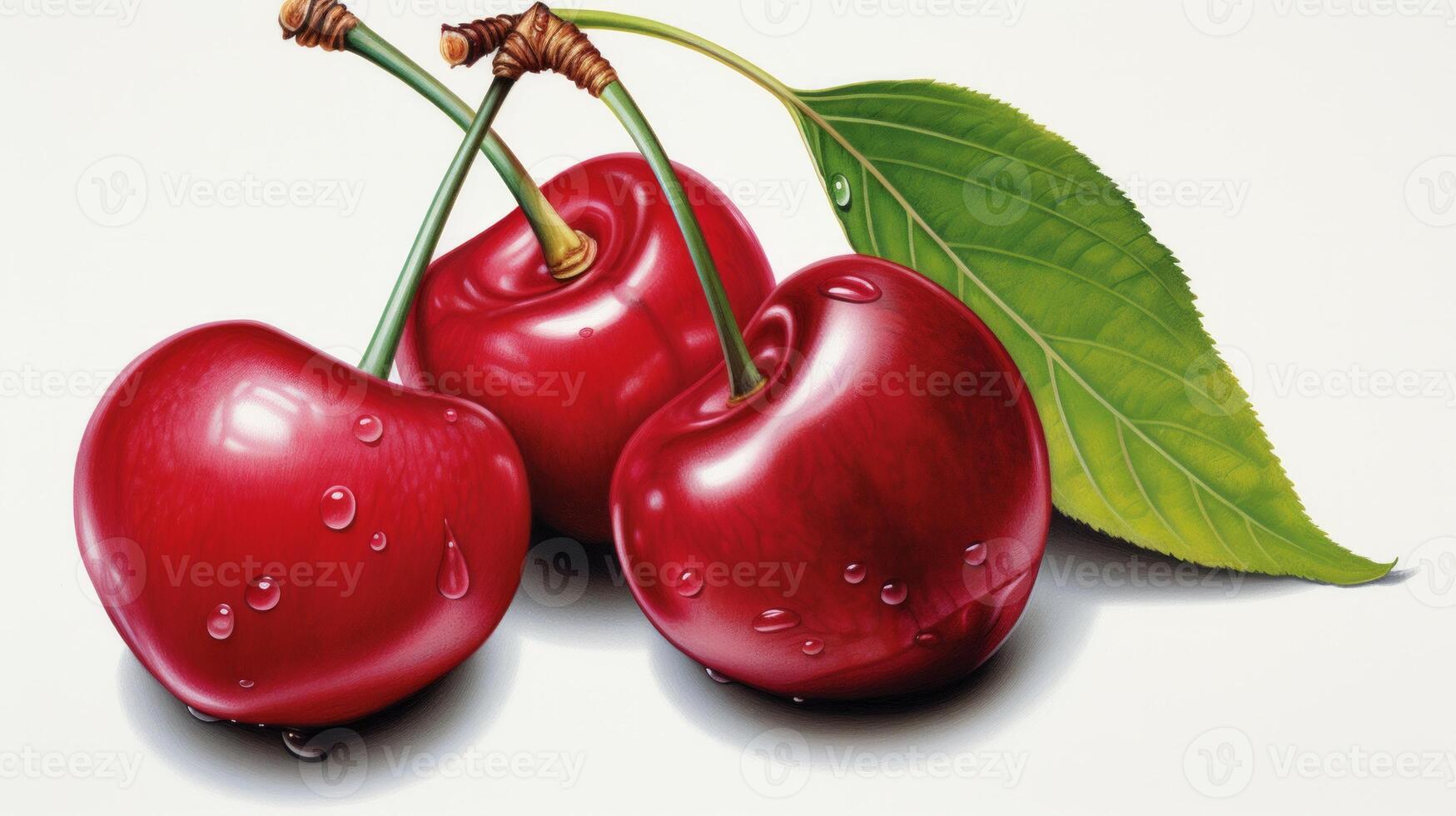 AI generated Cherry isolated on white background. Neural network AI generated photo