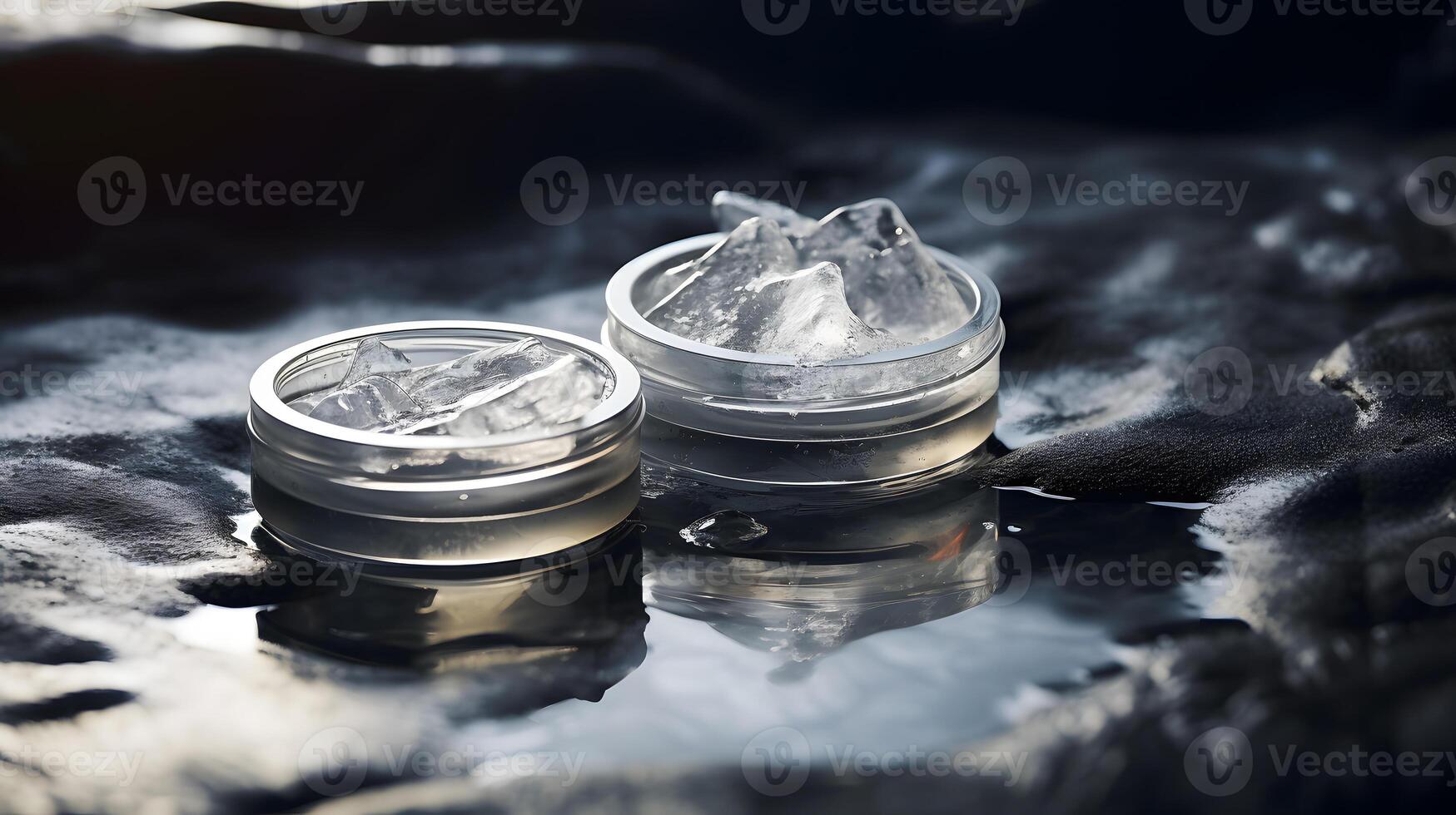 AI generated Jars with beauty product, spa cream on a black background. Neural network AI generated photo