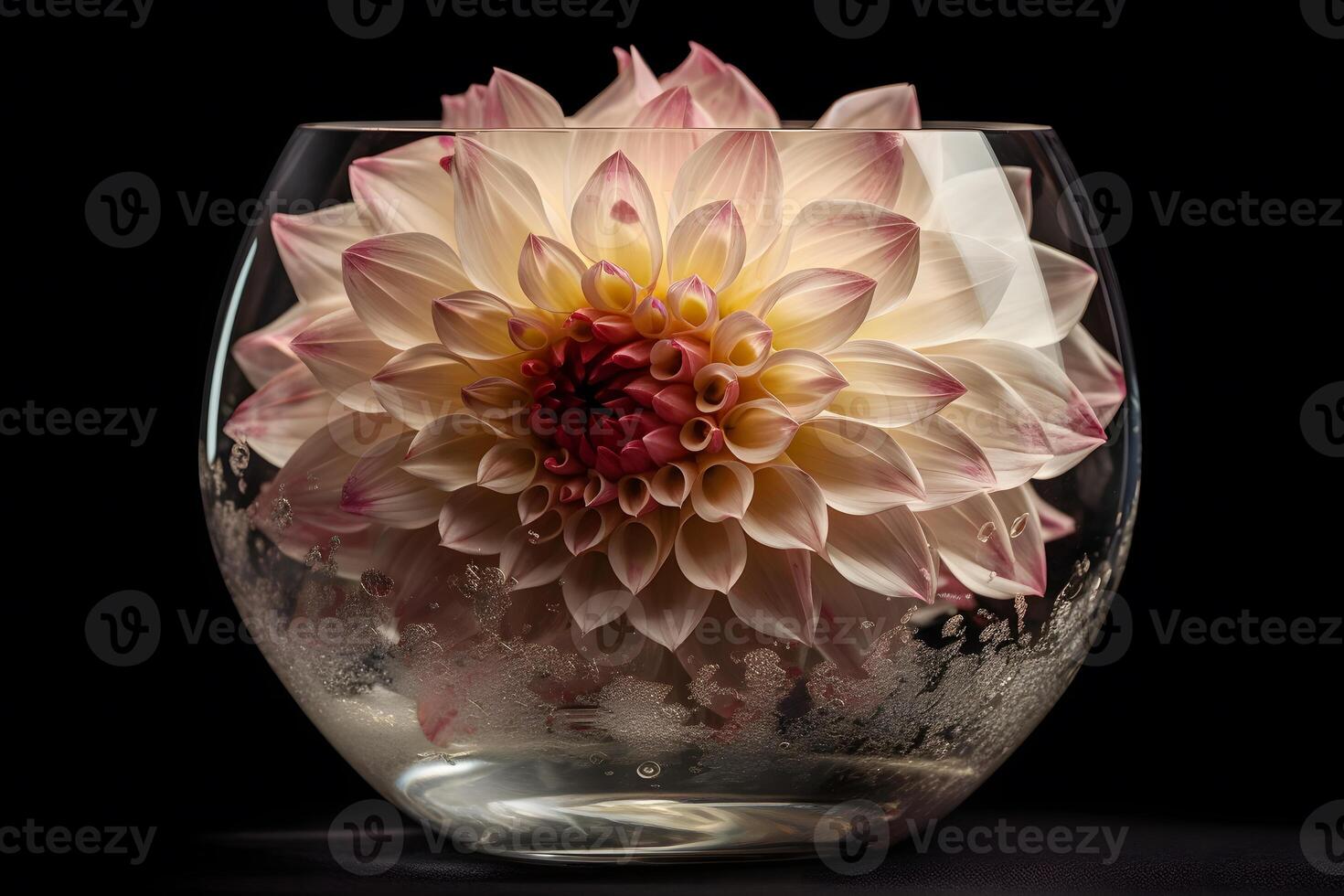 AI generated Delicate pink with purple heads large flower. Neural network AI generated photo