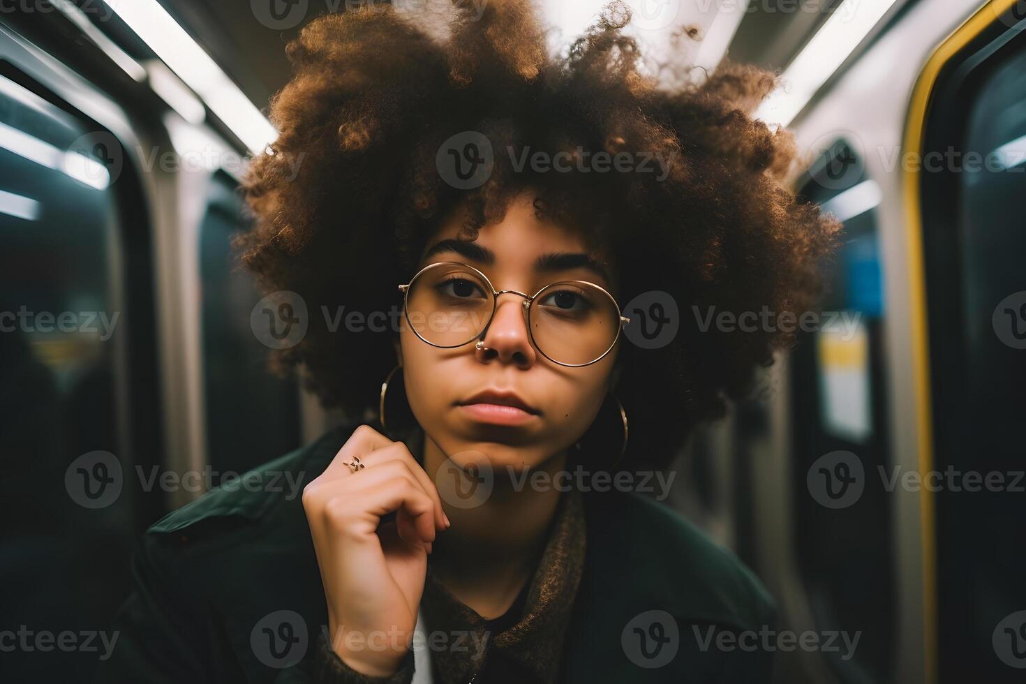 ai generado joven africano americano mujer. neural red ai generado foto