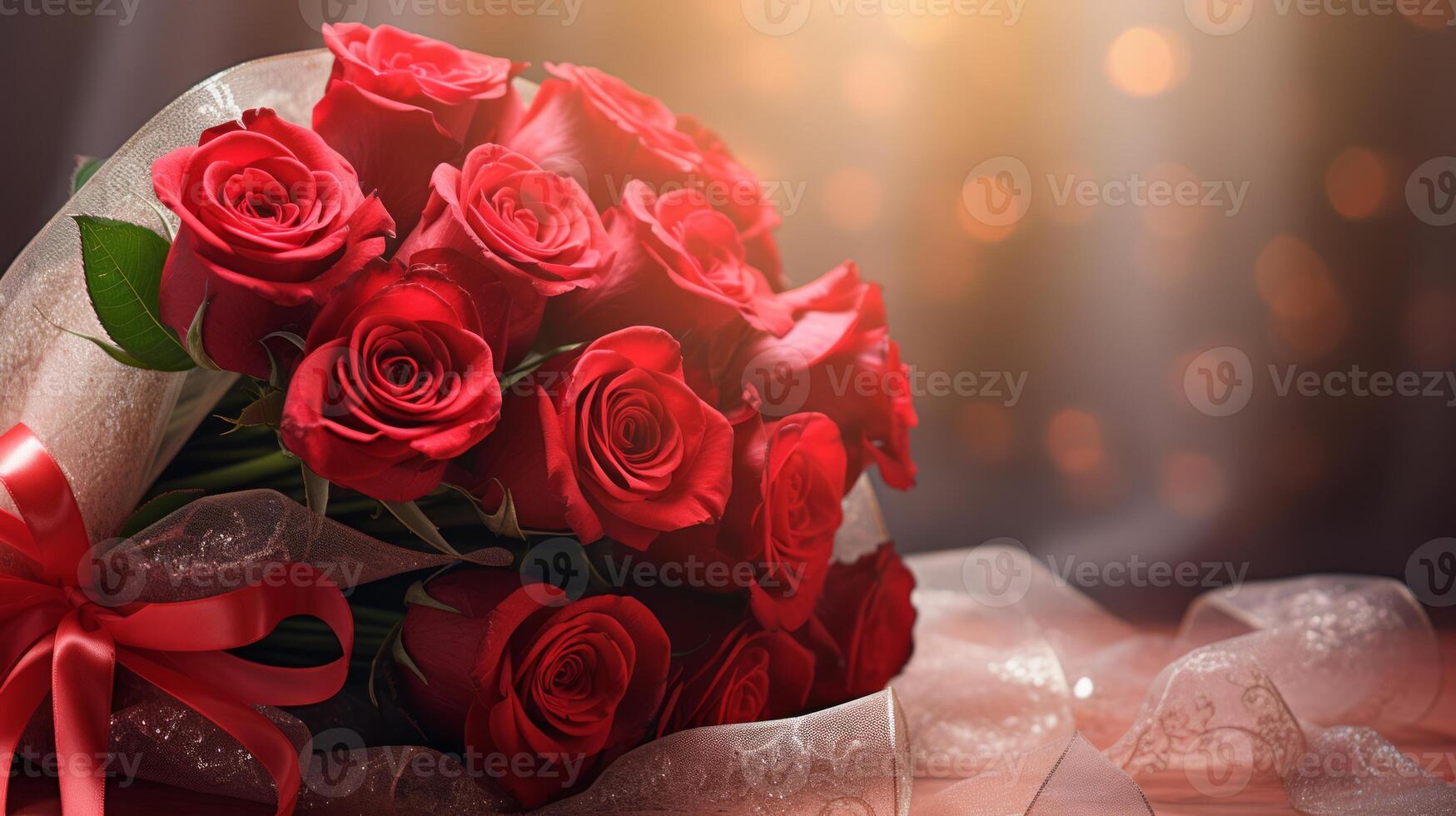 AI generated Crimson red rose flowers bouquet. Neural network AI generated photo