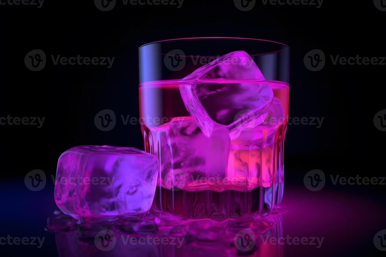 AI generated Bar and cocktails in neon colours. Neural network AI generated photo