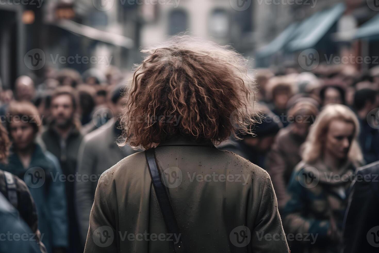 AI generated Man in the crowd. Neural network AI generated photo