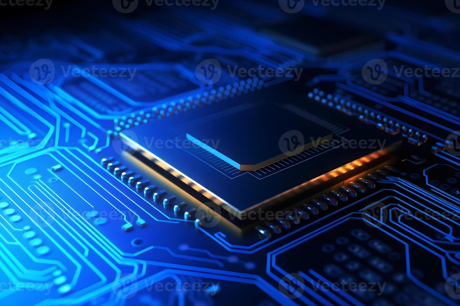AI generated Central Computer Processors CPU concept. Motherboard digital chip. Technology science background. Neural network AI generated photo