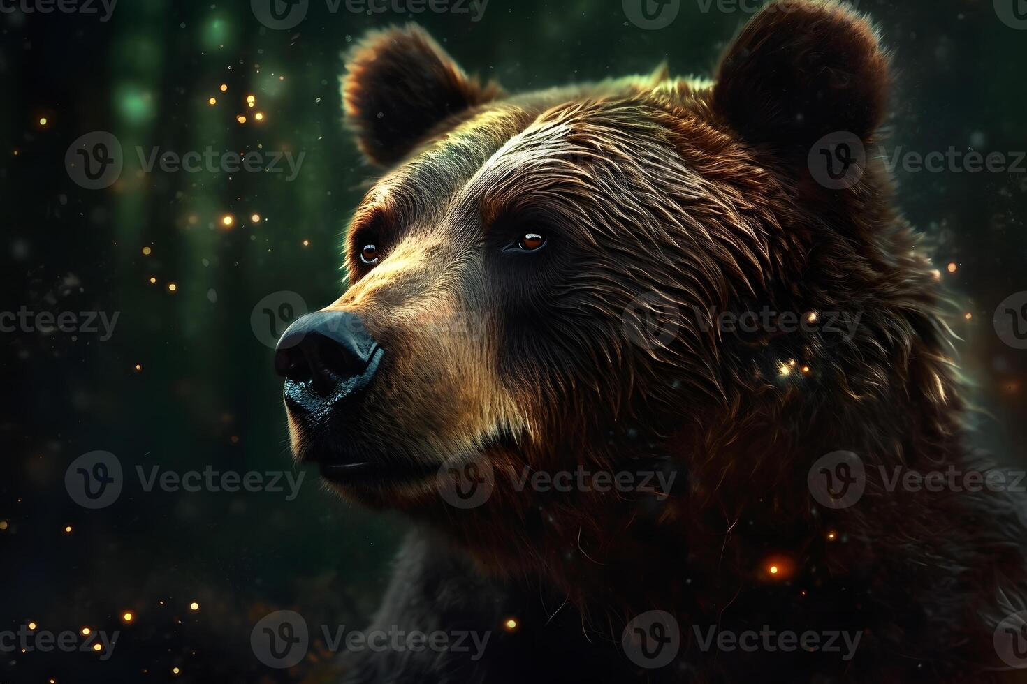 AI generated Closeup portrait of a european brown bear. Neural network AI generated photo