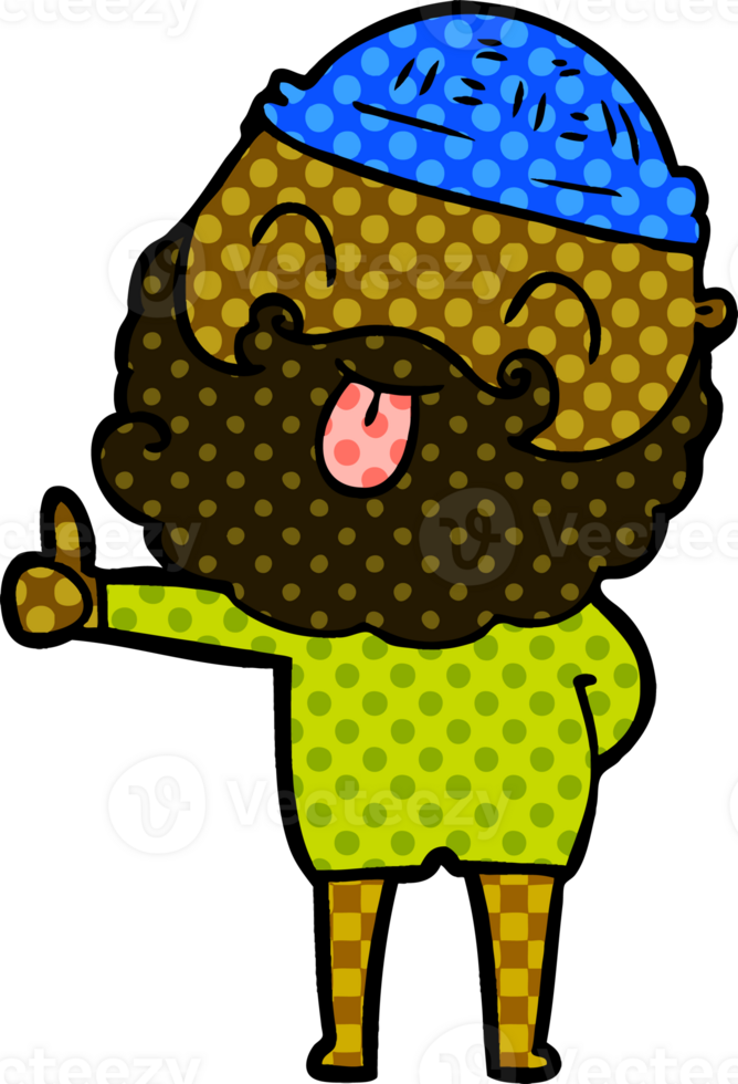 man with beard sticking out tongue png