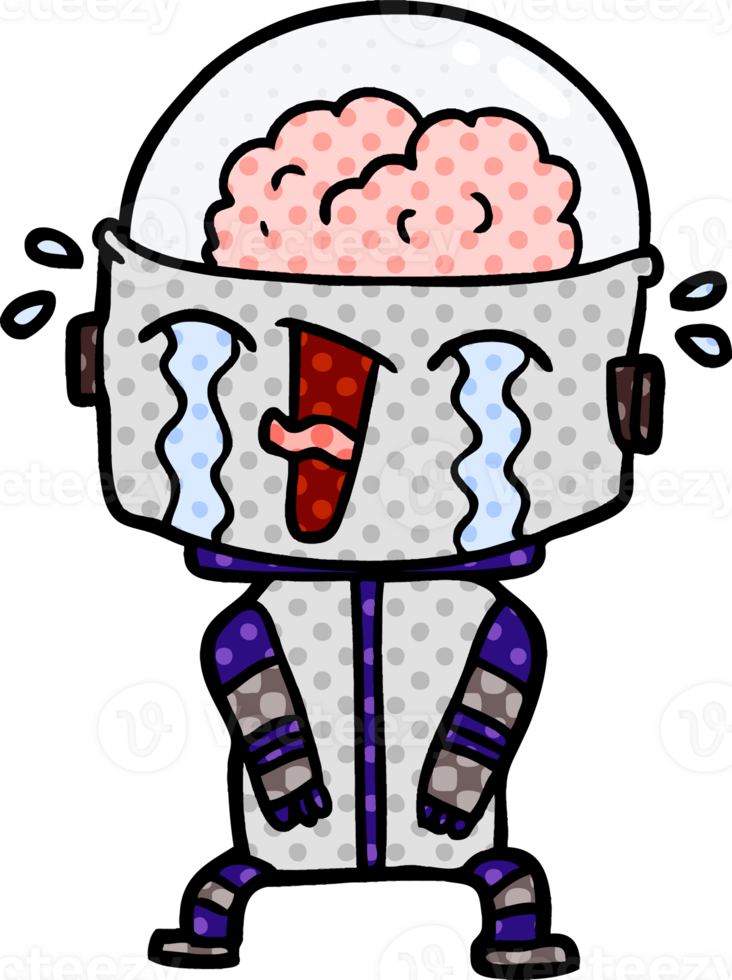 cartoon crying robot png