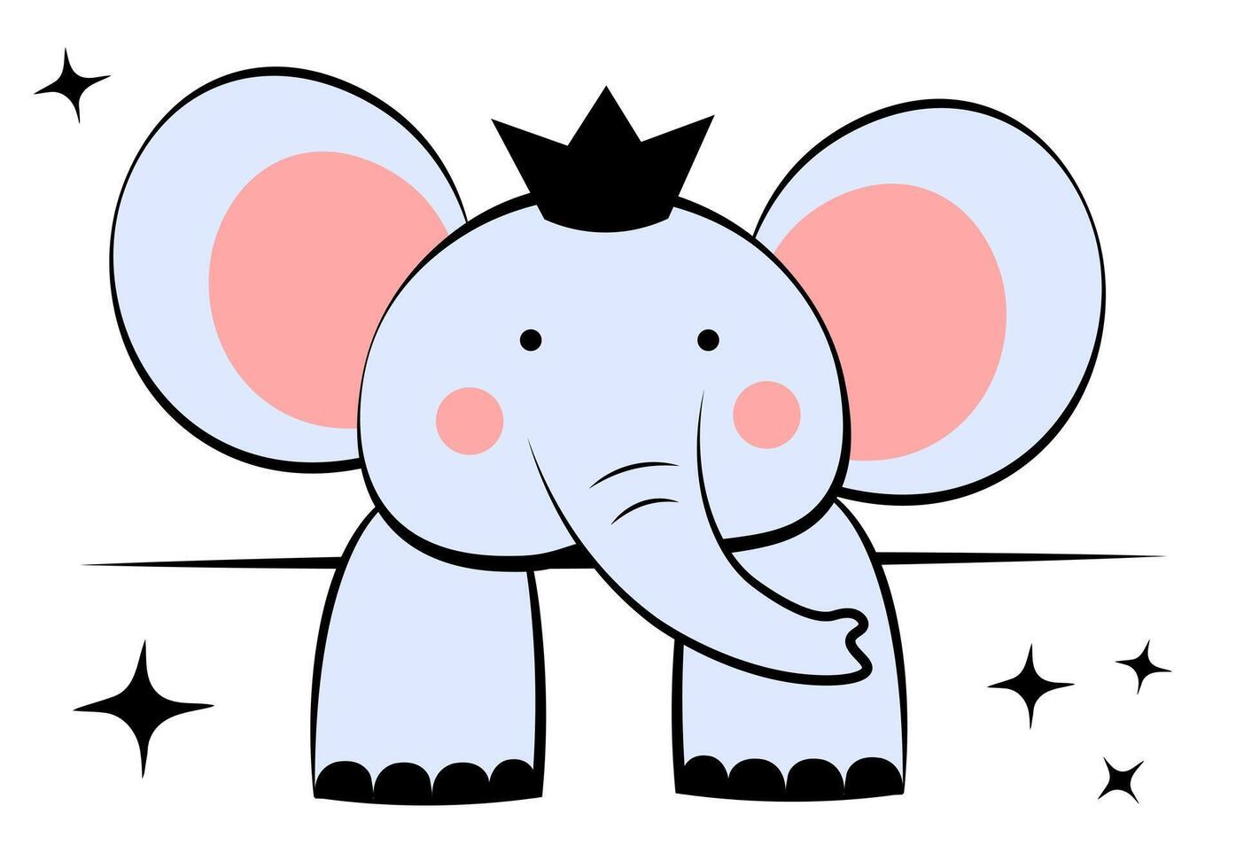 Elephant on a white background. Doodle vector
